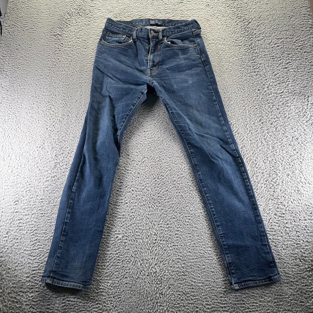 Gap Jeans Mens 30x32 Blue Cotton Denim Skinny Athletic Workwear Faded Stretch